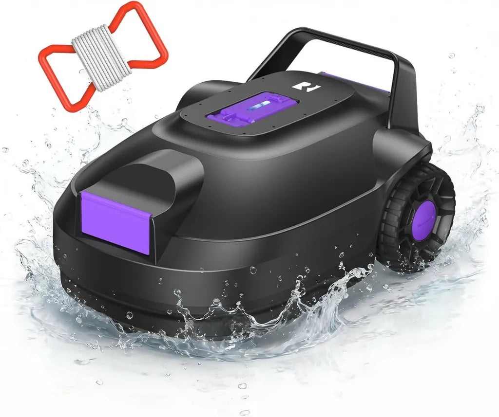 Aspirateur Robot Piscine Redkey S200 sans Fil, Nettoyage 180 Min, Puissance d'Aspiration Double, Stationnement Automatique, Idéal pour Piscines Hors-Sol jusqu'à 100 m²