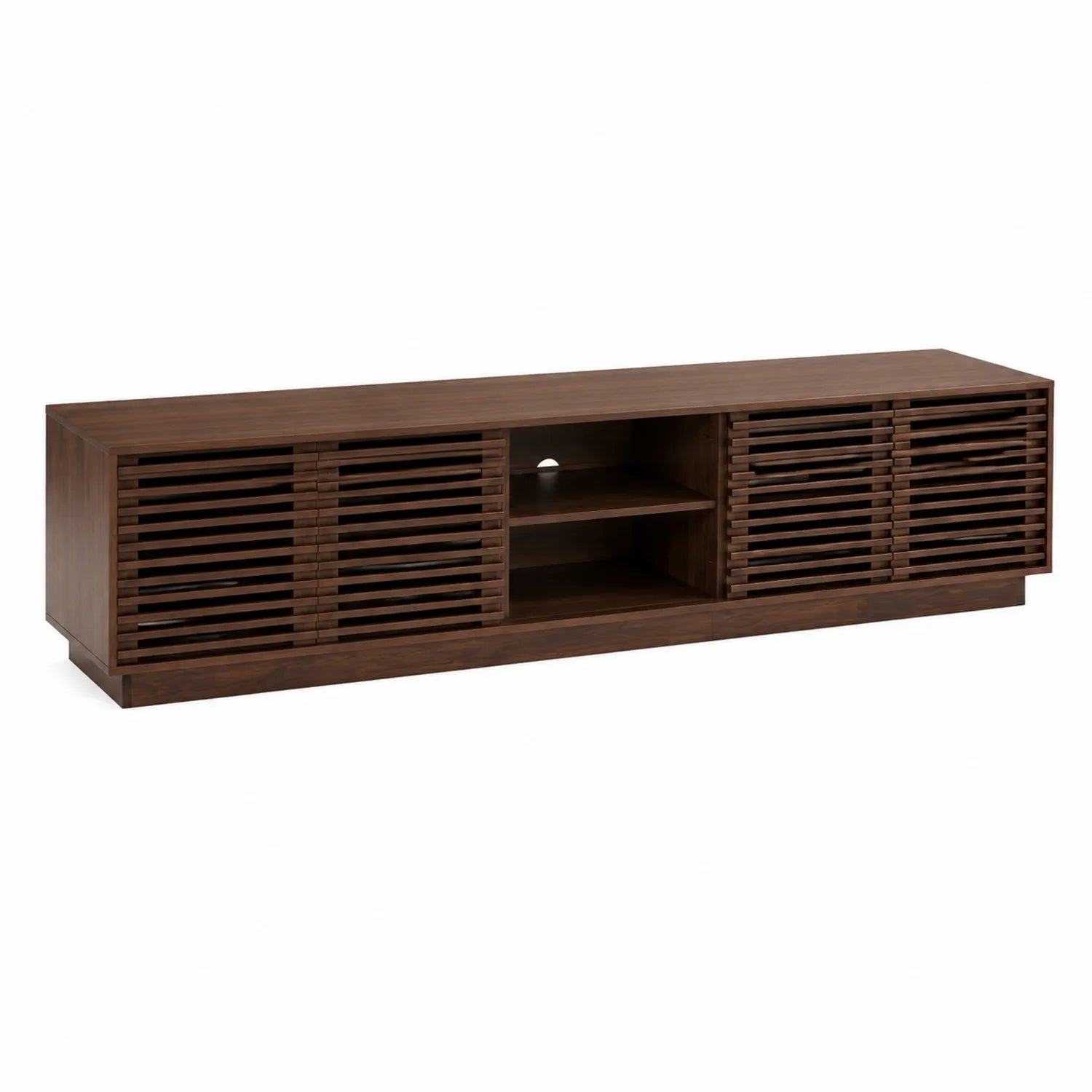 Meuble TV en bois avec portes coulissantes en Noyer 180x45x40 cm
