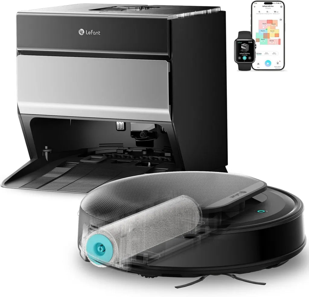 Aspirateur Robot Lefant M5Pro avec Lavage à Chaud 75°C, 18000 Pa, Connexion WiFi 5G/2,4G