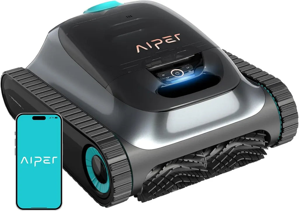 Robot Piscine Intelligent AIPER Scuba S1, Nettoyage Complet 270 Min, Filtration Ultra-Fine, Contrôle Via App, Gris