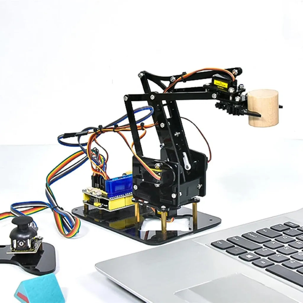 Kit Robotique 4DOF KEYESTUDIO avec Tutoriel, Suivi de Ligne, Capteur Ultrasonique, Contrôle par Application Smartphone pour Arduino IDE
