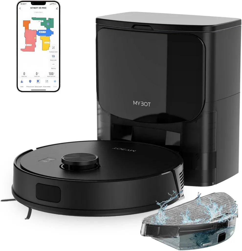 Aspirateur Robot X7 PRO avec Balai, Aspiration 6500PA, Vidange Automatique, Adapté aux Animaux, Auto-apprentissage, Station de Charge incluse
