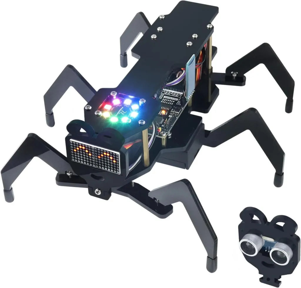 Kit Robot Fourmi Freenove, Expressions Matricielles, Évitement d'Obstacles, Application de Contrôle sans Fil, Capteur Ultrasonique Servo, Compatible Arduino IDE