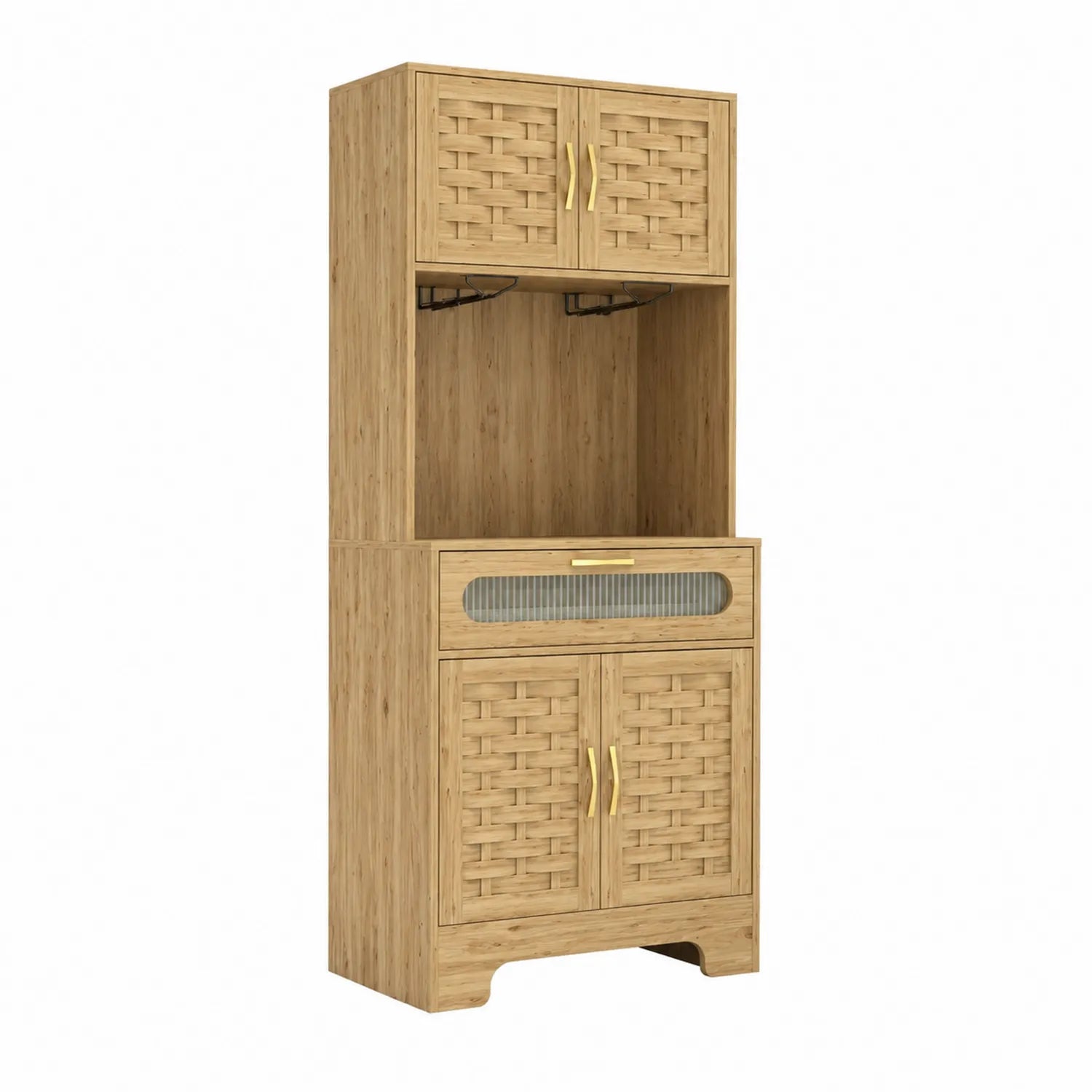 Buffet de cuisine en bambou avec portes tressées 180x60x40 cm