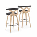 Tabourets de bar en bois avec assise en tissu polyester gris