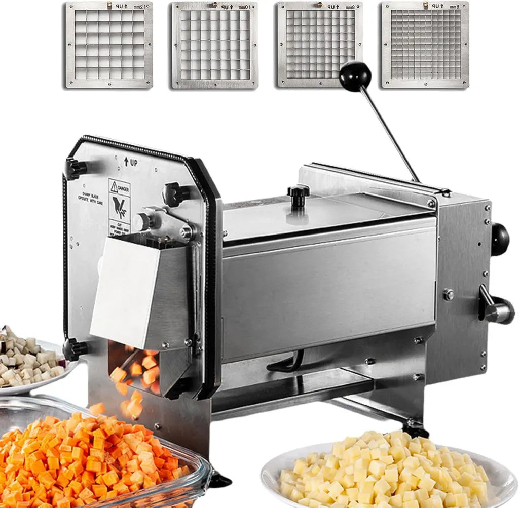 Trancheuse Électrique Multifonctionnelle 200W en Inox – Hachoir et Coupe-légumes 6-12 mm pour Cuisine Domestique et Commerciale