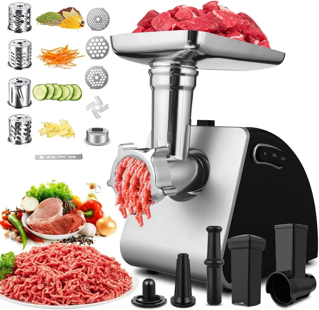 Robot de Cuisine Multifonction 2000W, Hachoir à Viande Électrique avec Accessoires Complets