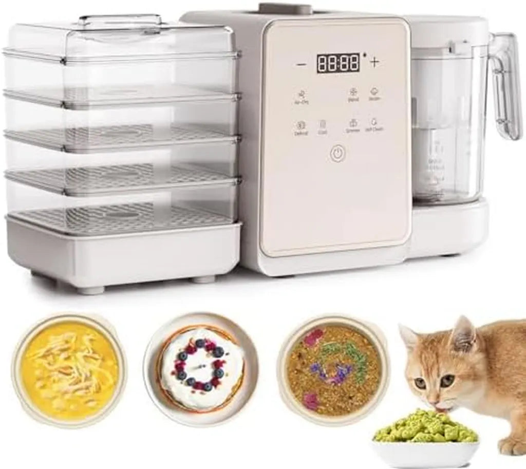 Robot culinaire pour animaux avec 100+ recettes, écran tactile, convient aliments secs et humides