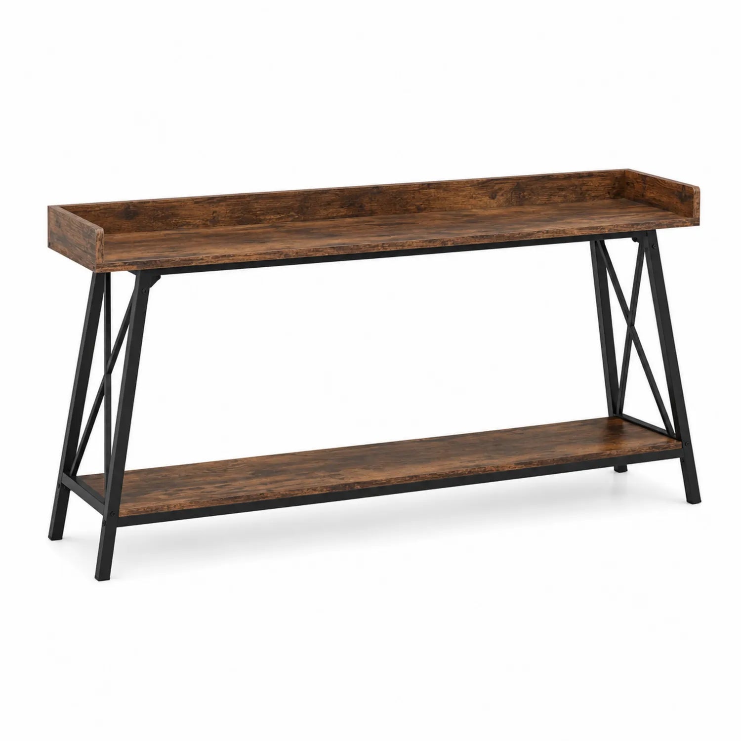 Console en Bois et Métal Noir et Marron Foncé