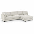 Canapé d'angle en tissu beige avec méridienne