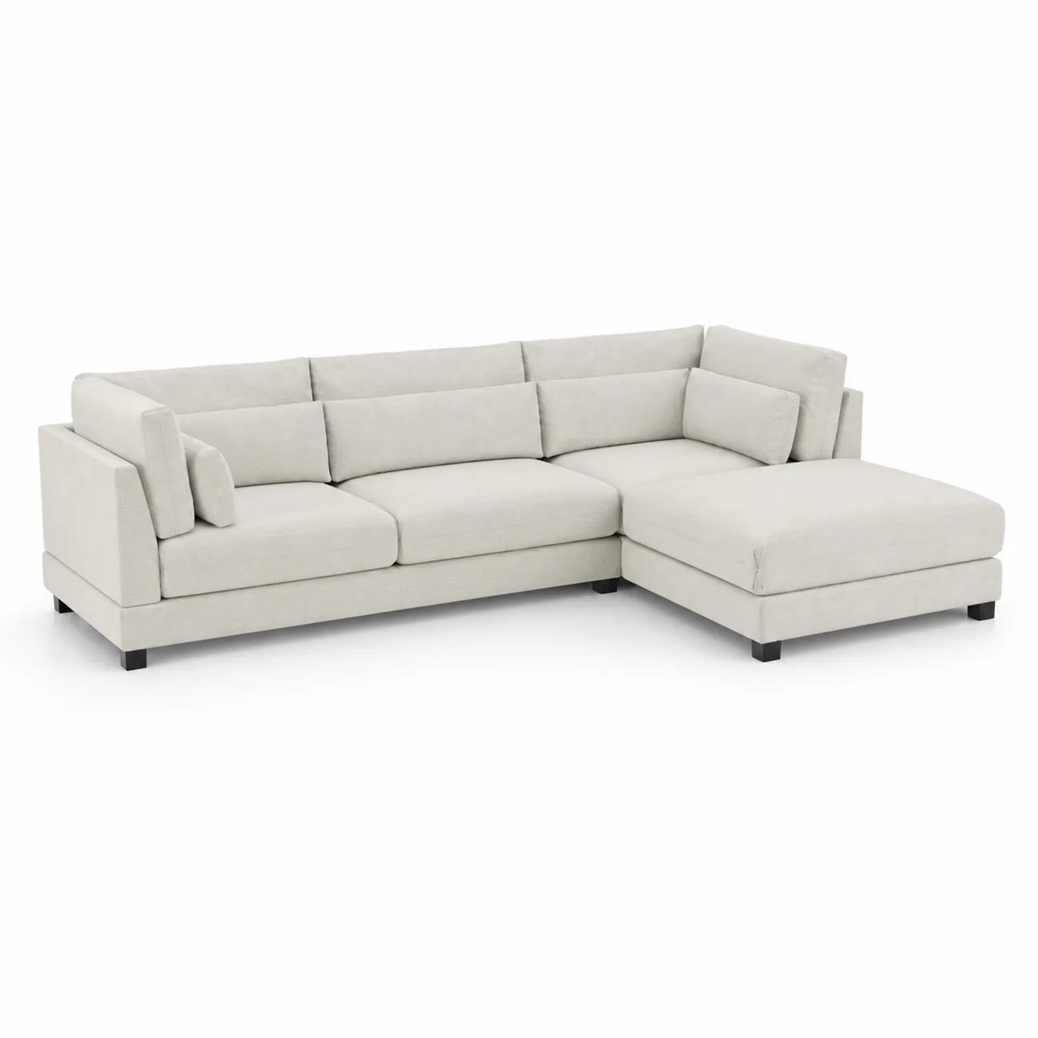 Canapé d'angle en tissu beige avec méridienne