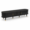 Meuble TV en Bois Noir et Métal Doré 180 cm