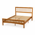 Lit double en bois de pin marron