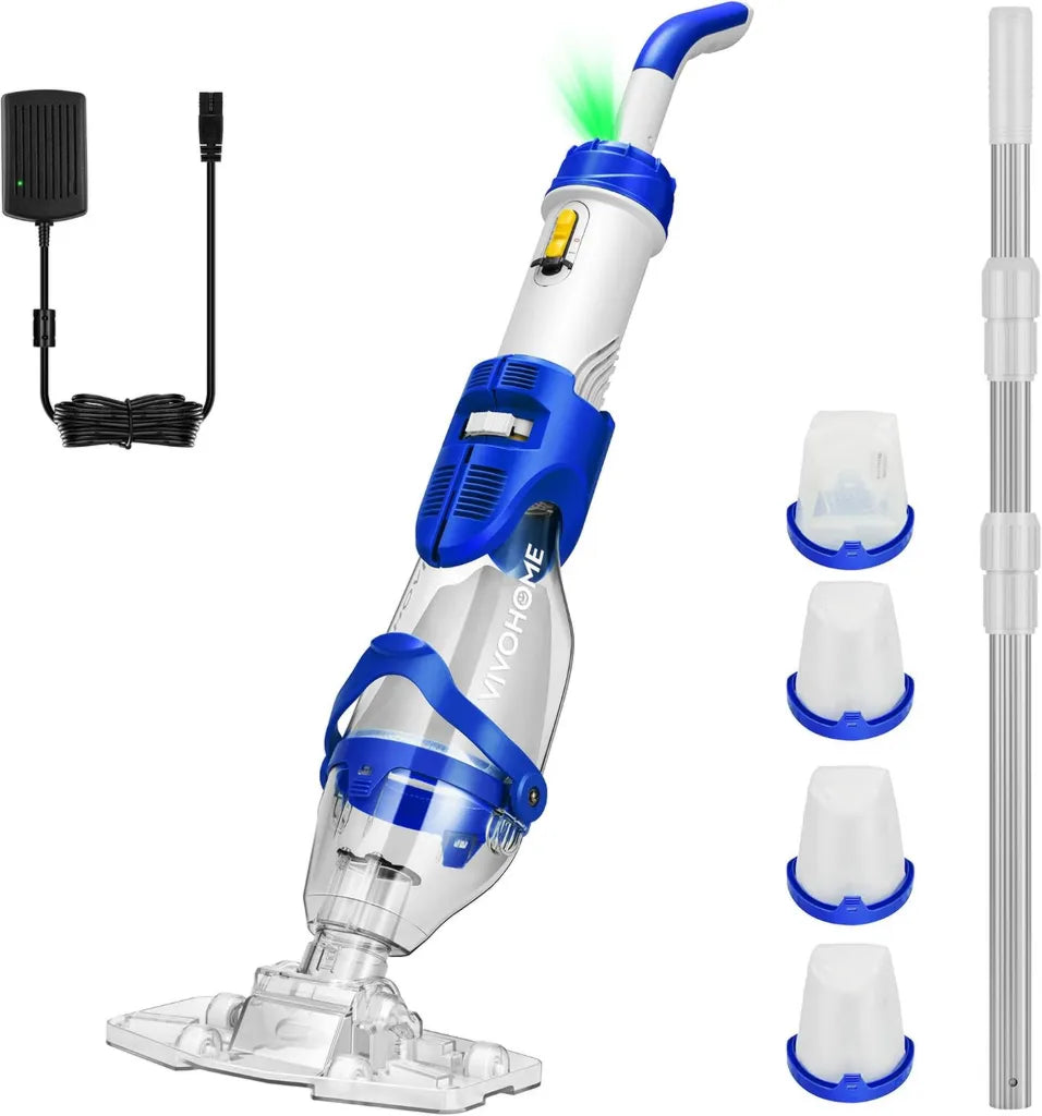 Aspirateur de Piscine sans Fil VIVOHOME - Autonomie 75 Min, Perche 250cm, 4 Filtres