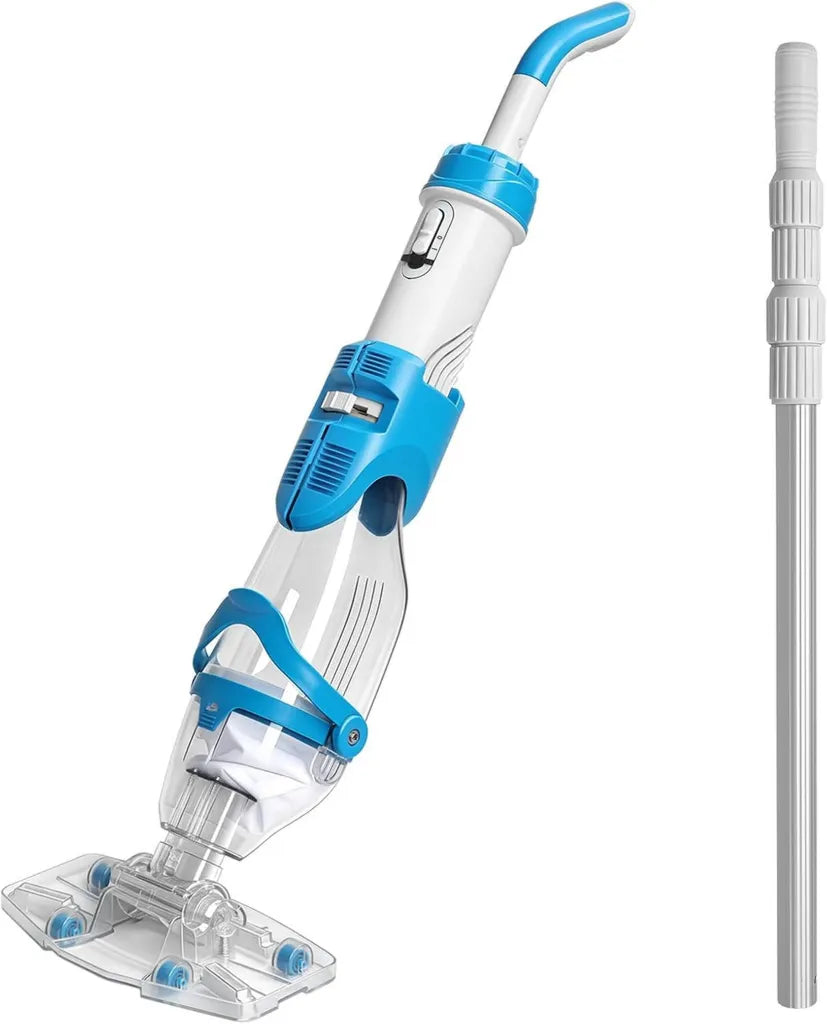 Aspirateur de Piscine sans Fil LEADZM, 60 Min d'Autonomie, Débit 4300 L/H, Manche 250cm, Nettoyeur Électrique pour Piscines et Spas, Bleu