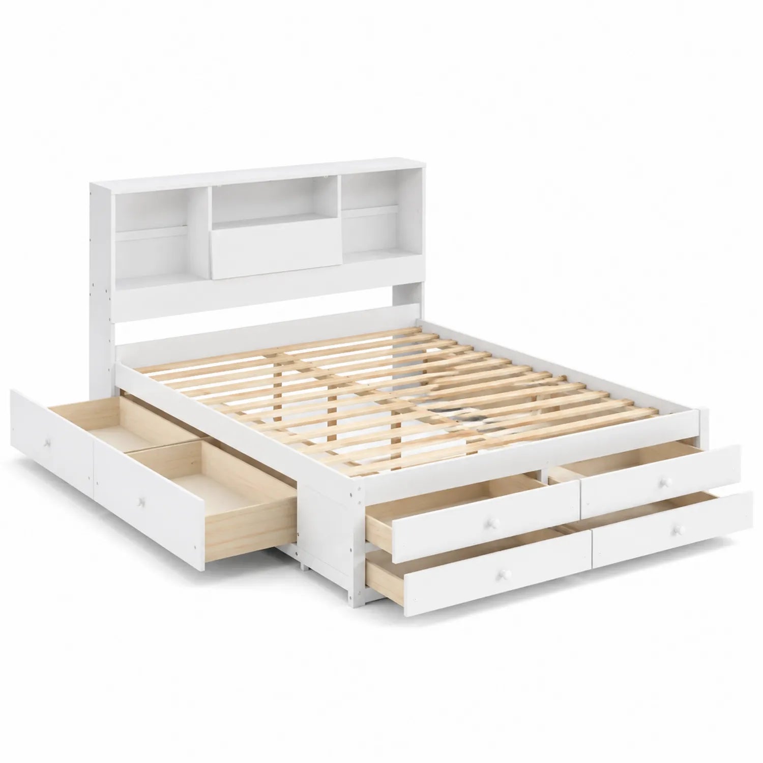 Lit plateforme MDF avec rangement et tête de lit