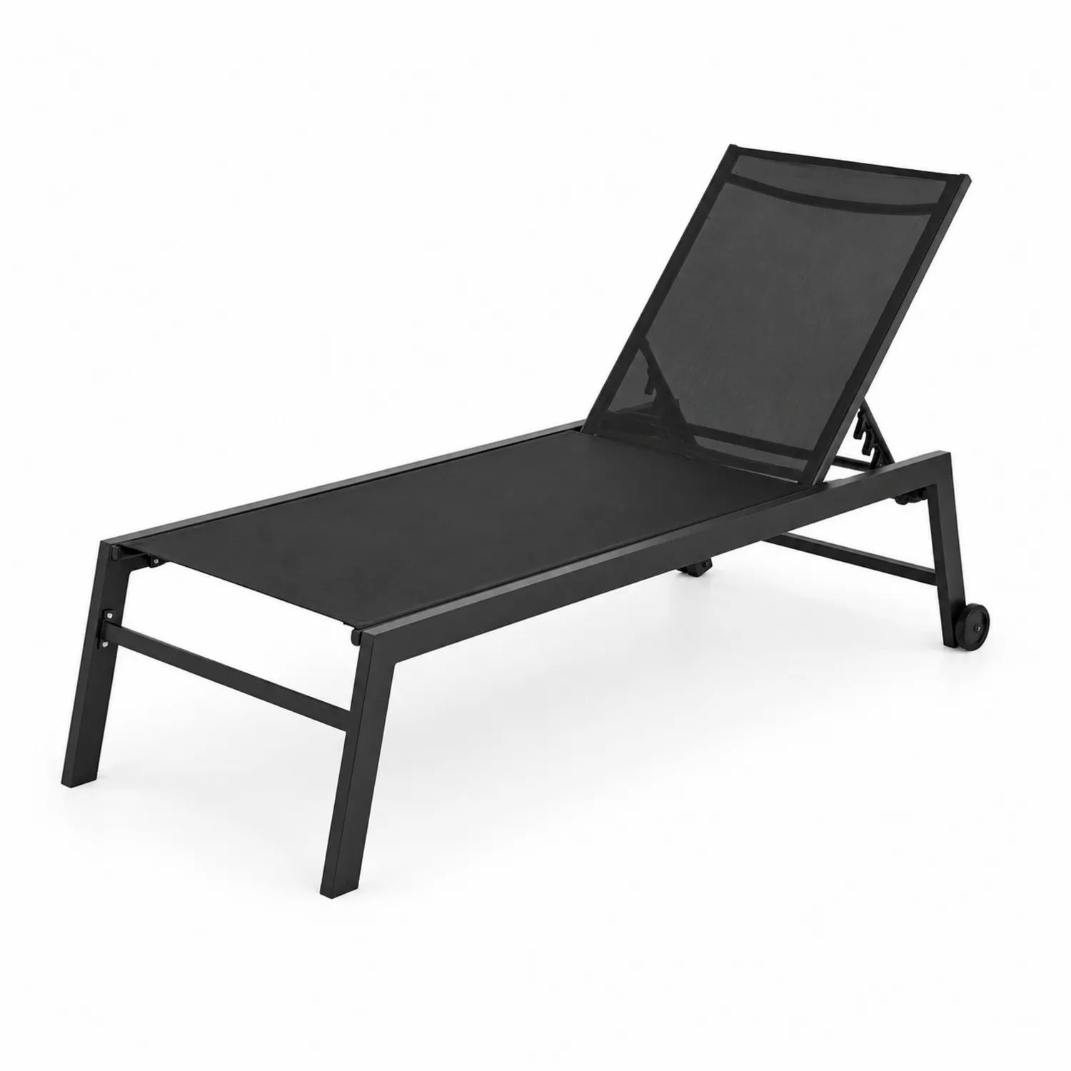 Chaise longue en aluminium et textilène noire