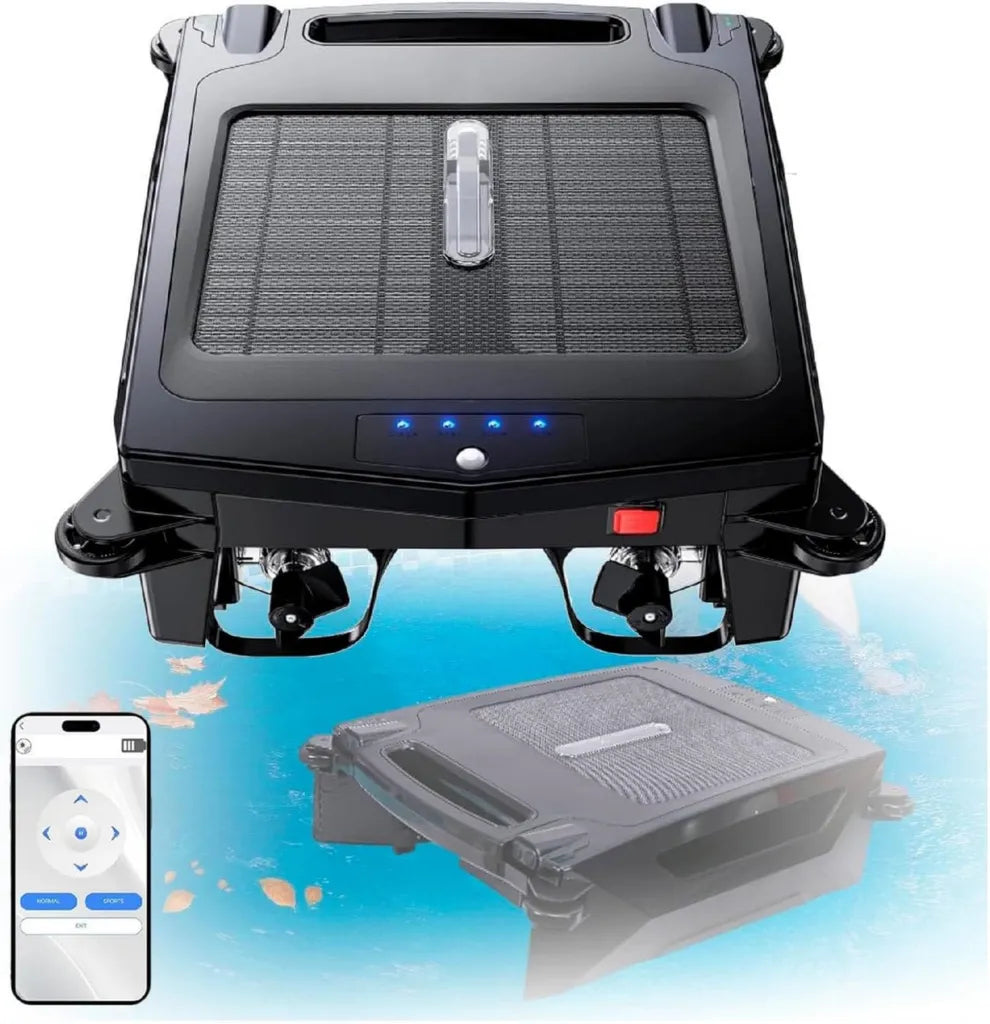 Aspirateur de Piscine Solaire sans Fil avec Application, Adapté à Toutes Surfaces, Sécurité pour Eaux Peu Profondes