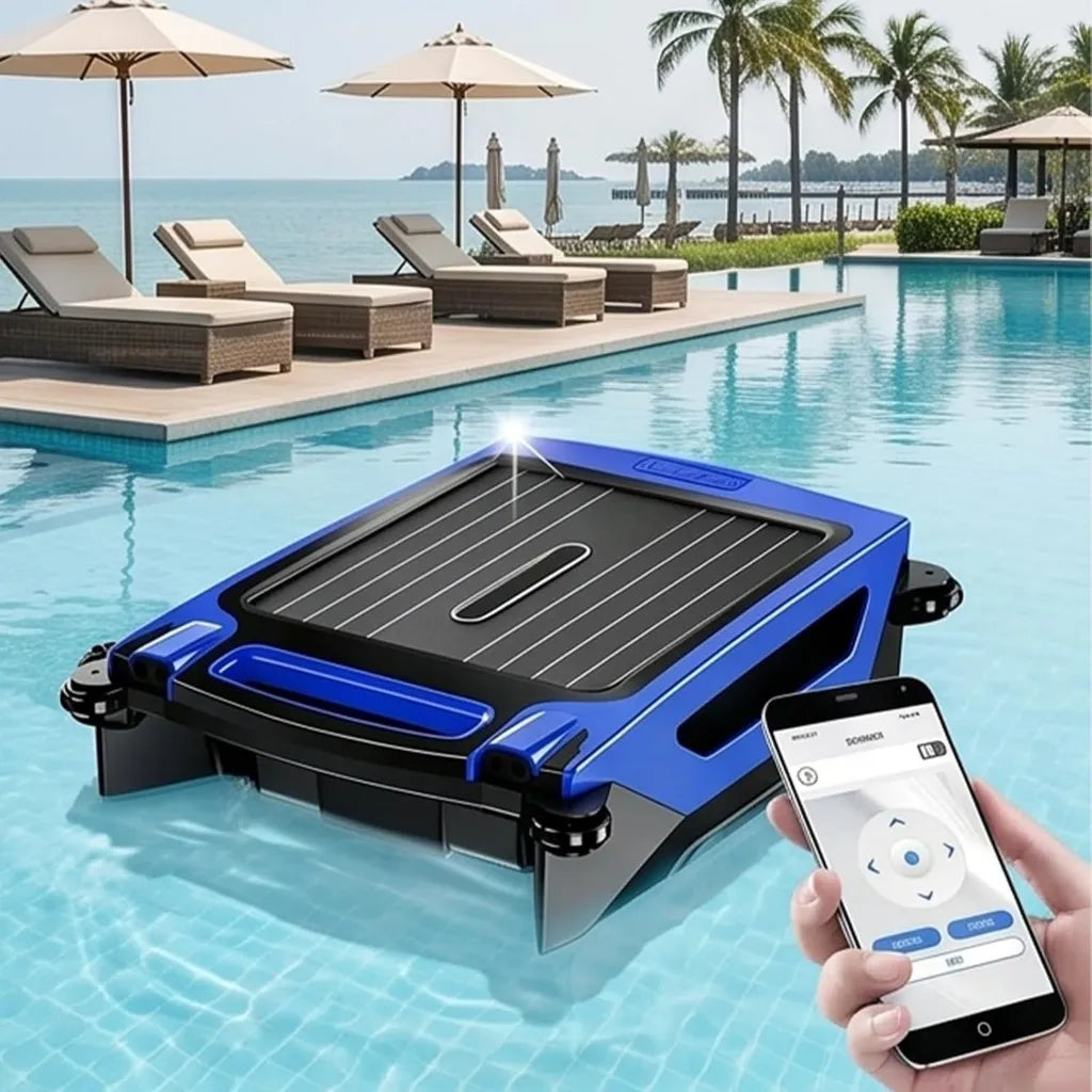 Robot Piscine Solaire 2026 avec Télécommande et Application, Charge Double, Évitement d'Obstacles pour Piscines Enterrées ou Hors Sol