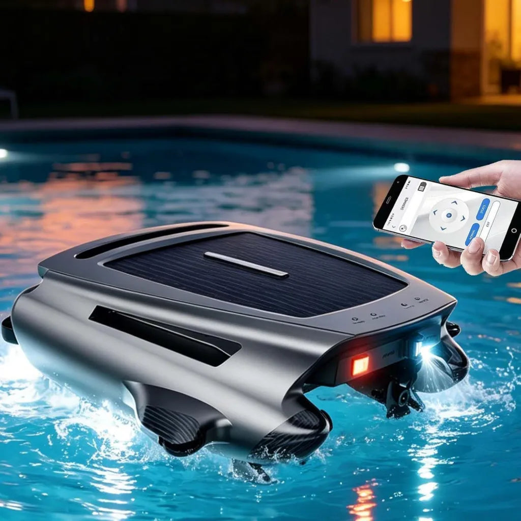 Robot Écumoire Piscine Solaire 2026 avec Double Charge et Application