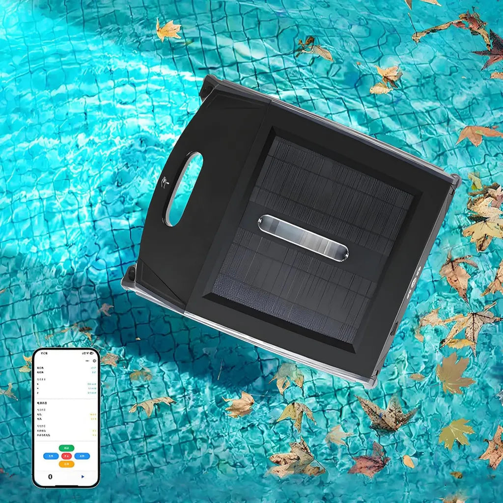 Robot nettoyeur de piscine solaire avec application, batterie 7000 mAh, sans fil, panier 8L