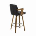 Chaise de bar pivotante en cuir synthétique, bois et métal chromé Noir