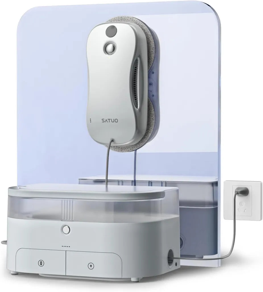 Robot Laveur de Vitres S9PRO avec Station Portable, Nettoyage Intelligent pour Taches Résistantes, Pulvérisation Automatique et Détection des Bords