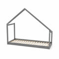 Lit cabane enfant en bois gris 200x90 cm