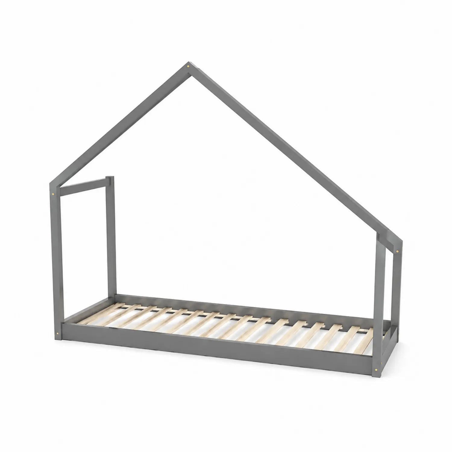 Lit cabane enfant en bois gris 200x90 cm