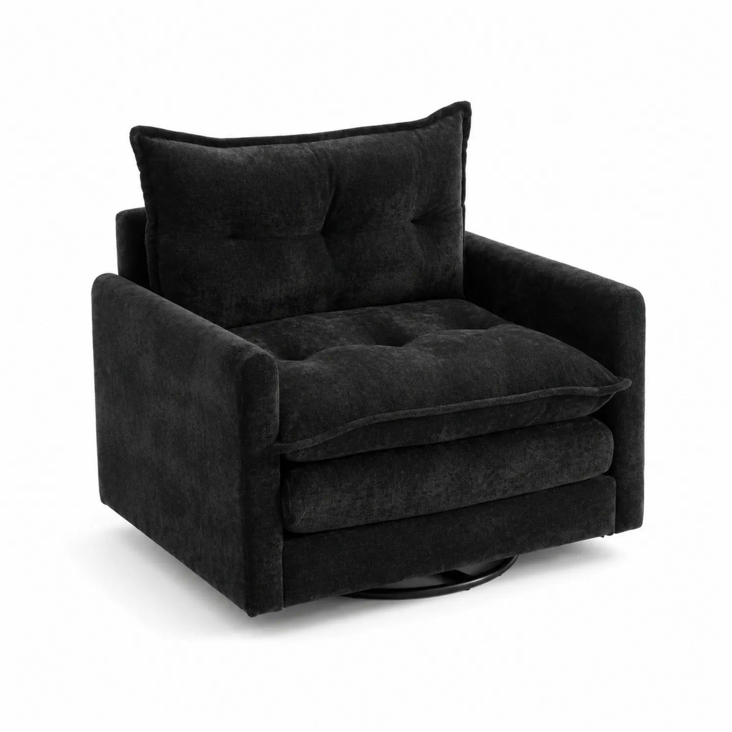 Fauteuil pivotant en tissu noir 90x85x75 cm