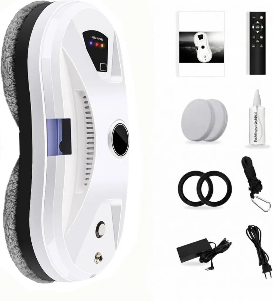 Nettoyeur de Vitres Automatique avec Télécommande, Navigation Intelligente et Détection des Bords - Blanc
