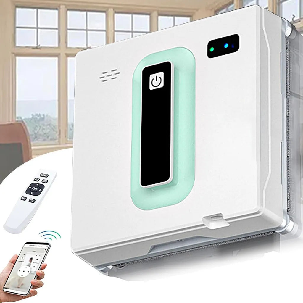 Nettoyeur de Vitres Automatique avec Pulvérisation Double et Aspiration Puissante, Sécurité Anti-Chute et Détection des Bords, Application Intelligente
