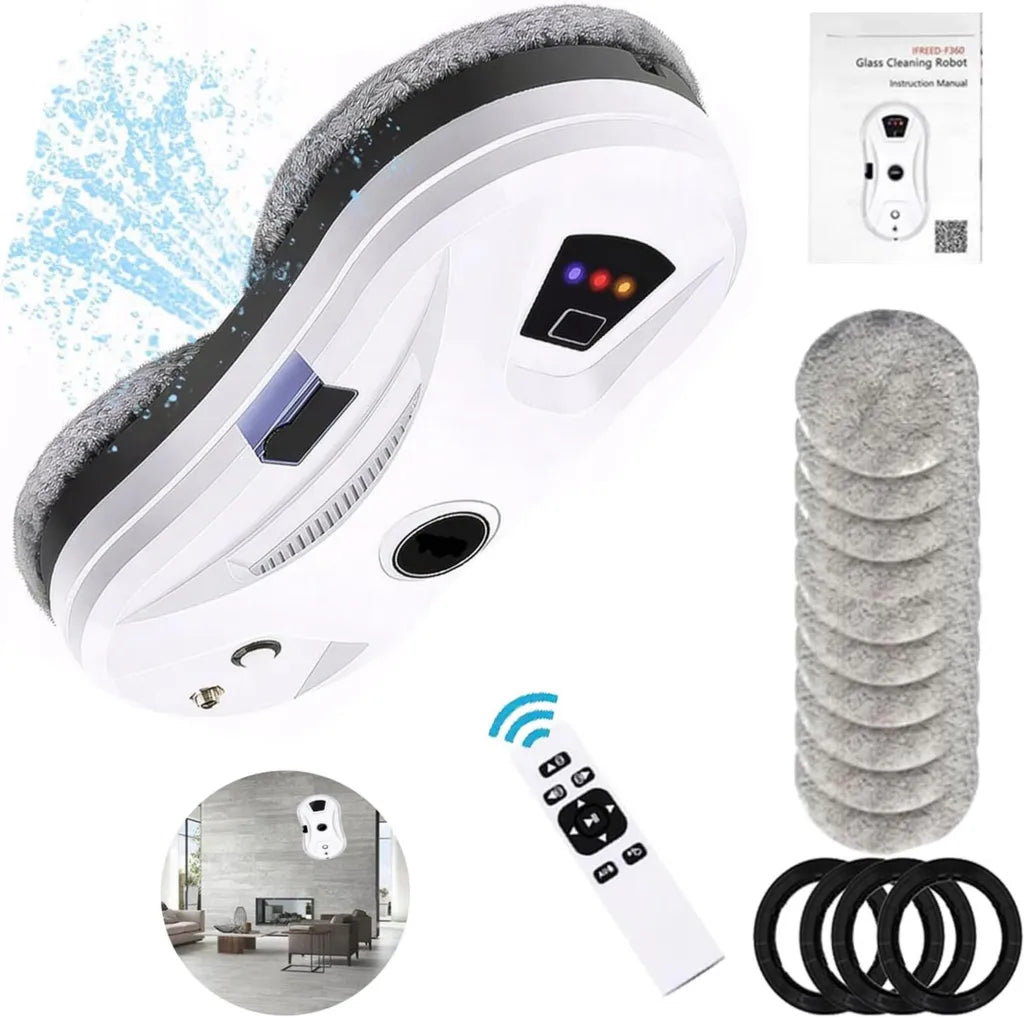 Hooha Robot lave-vitres électrique 5600 Pa - Pour fenêtres, marbre, carrelage - Télécommande incluse, réservoir d'eau et système de sécurité - Lauréat du test
