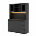 Buffet haut noir en Panneaux de fibres avec éclairage LED