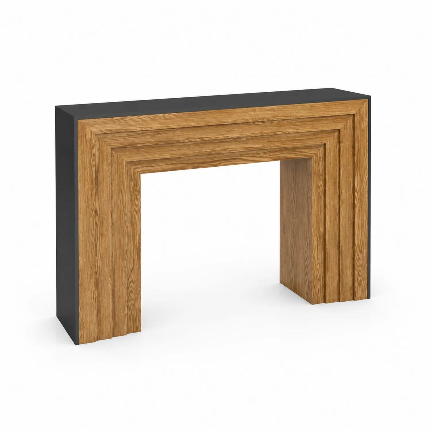 Console en bois chêne et métal noir 140x30x80 cm