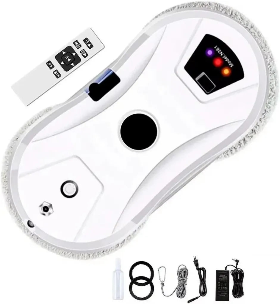Robot de Nettoyage de Vitres Kouamor avec Jets d'Eau Automatiques, Réservoir de 60 ML, Aspiration Puissante de 3800 Pa, 3 Modes Intelligents