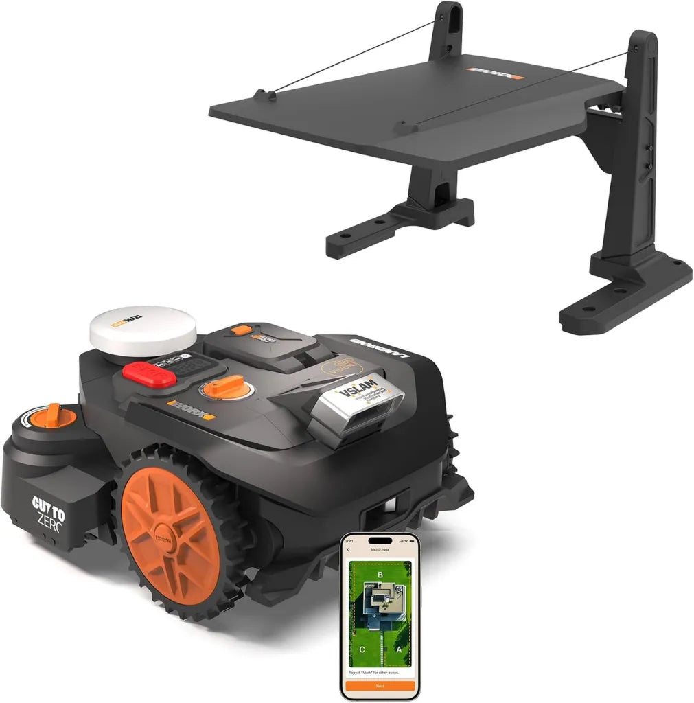 WORX Robot Tondeuse Vision 2WD WR306E, 600 m², IA Évitement, Navigation Avancée