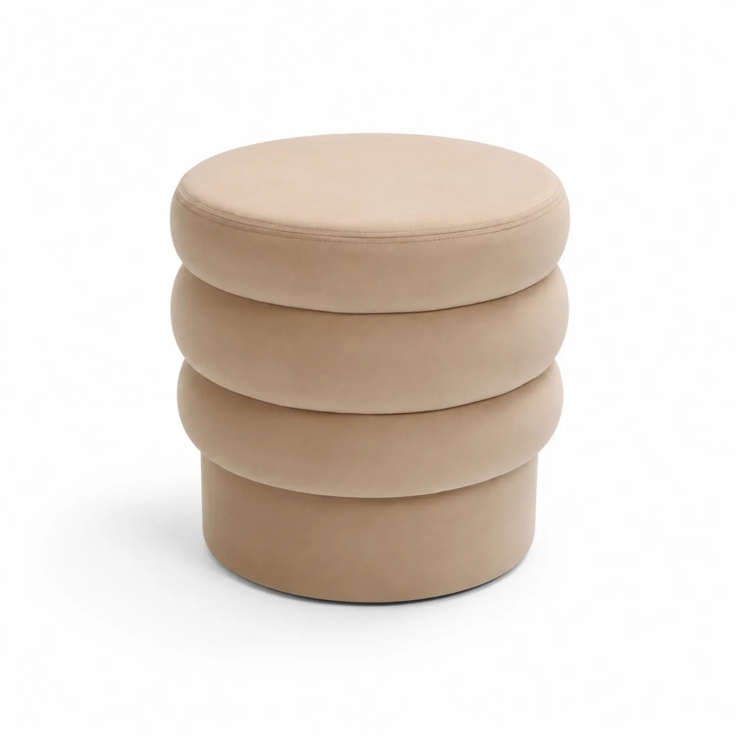 Pouf rond en velours Beige 40 cm x 45 cm
