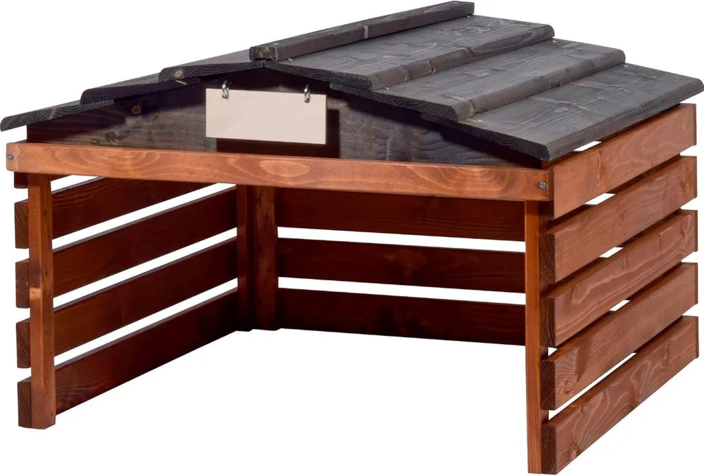Abri en Bois pour Tondeuse Robot avec Toit Amovible, Personnalisable, 78,5x74x52,5 cm, Marron/Noir
