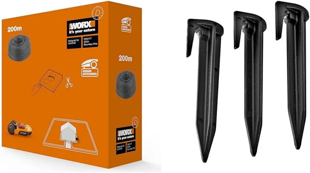 WORX - Kit de Câble Périphérique et Piquets de Fixation pour Tondeuse Robot Landroid - 200m + 100 Pièces