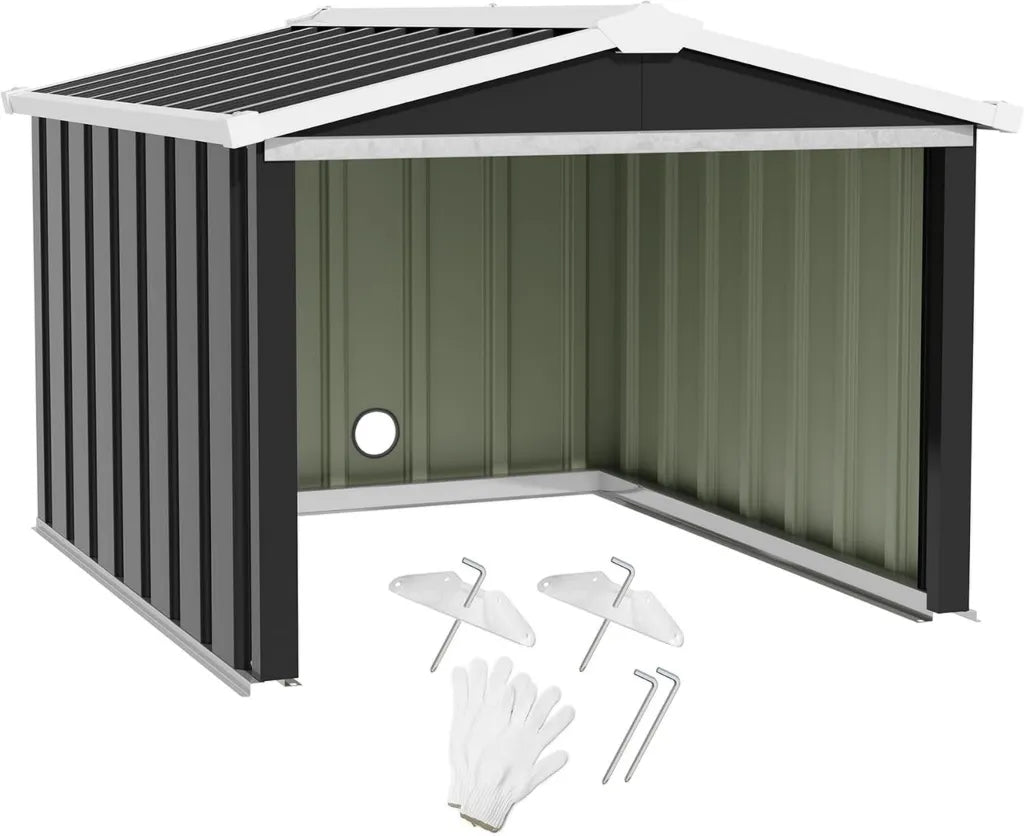 Abri de Jardin Métallique Compact 86x77x63 cm, Rangement Extérieur Multifonction, Garage pour Robot Tondeuse et Niche Animale, Gris Anthracite