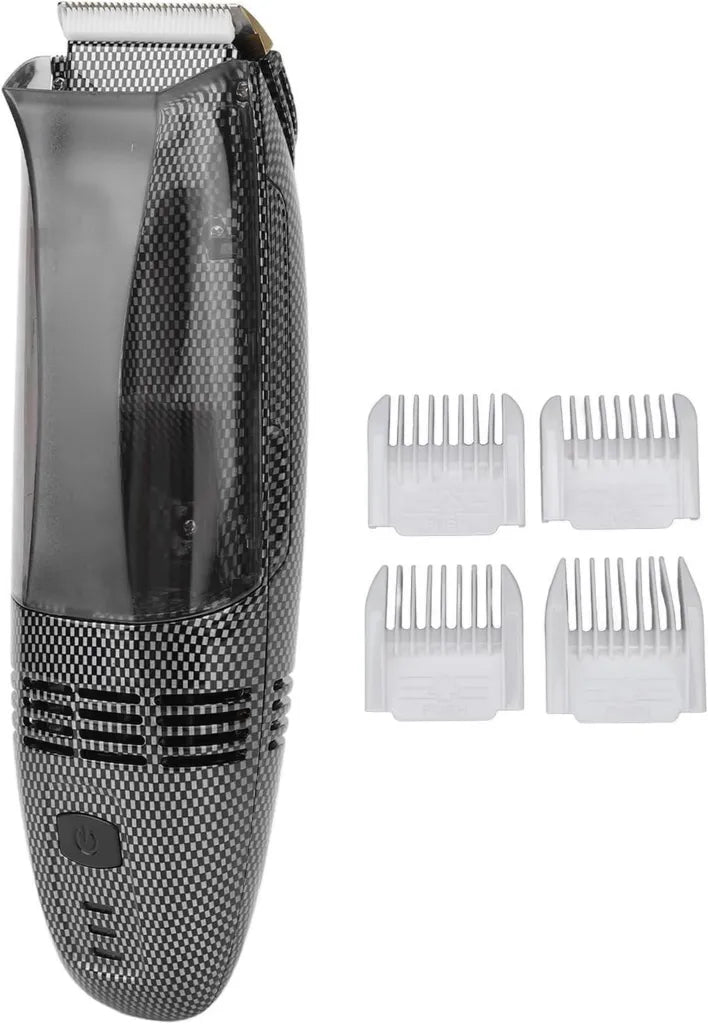Tondeuse à Cheveux Sans Fil Puissante avec Aspiration, Rasoir Électrique Rechargeable pour Homme, Inclus 4 Guides de Coupe