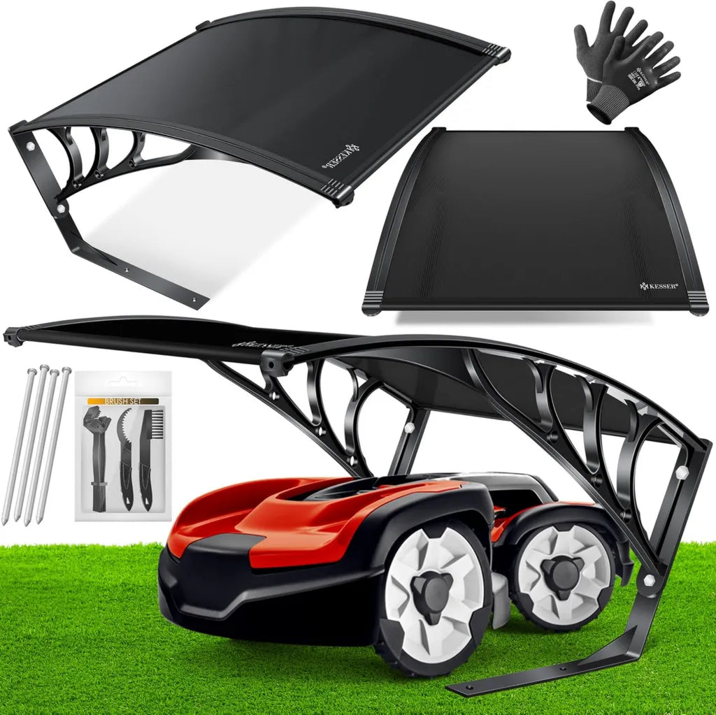 Abri Résistant pour Robot Tondeuse et Garage, Toit Imperméable Noir