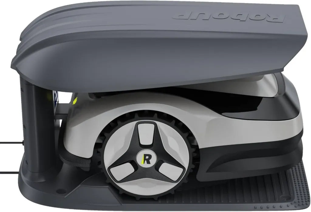 Robot Tondeuse Raccoon 2 SE avec Garage, 600m², Vision Avancée, Charge Rapide 5Ah, Autonomie 150 min