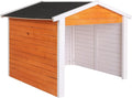 Abri en Bois pour Robot Tondeuse avec Toit Inclinable, 870x800x700 mm, Orange et Noir