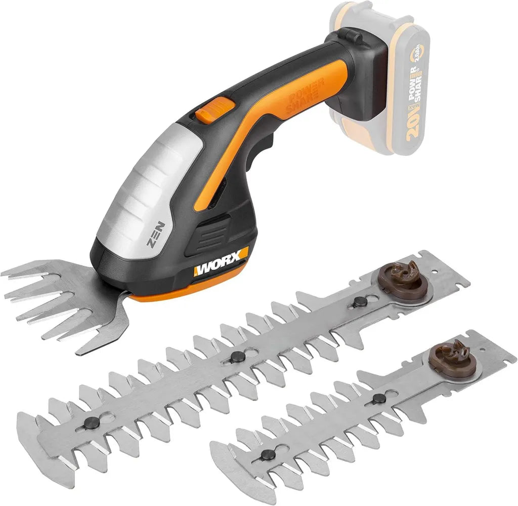 Taille-Haies et Herbes Sans Fil 20V WORX WG801E.9 - Kit Complet 3 Lames avec Mallette