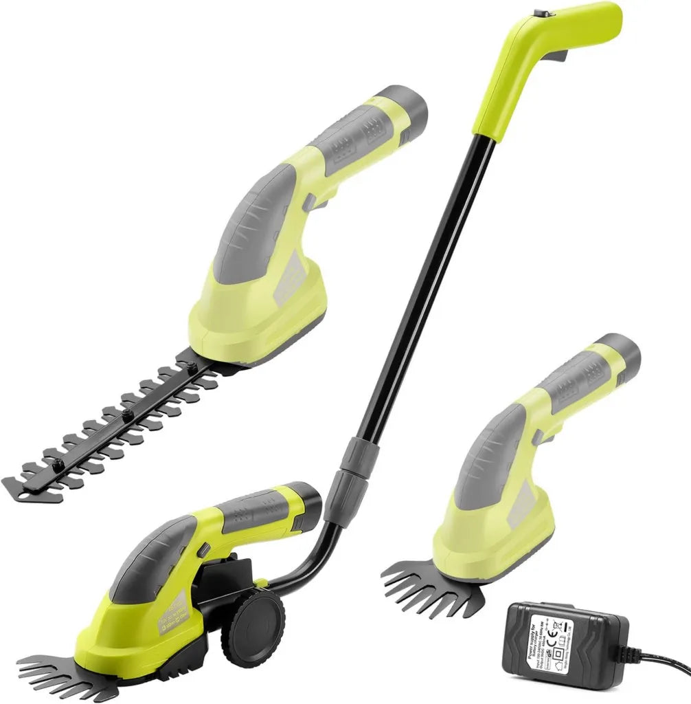 Taille-bordures sans fil 7.2V DEWINNER, cisaille à gazon 2 en 1, tondeuse légère avec batterie 1500mAh, manche télescopique détachable, idéale pour gazon, buissons et haies