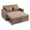 Canapé-lit en tissu polyester marron avec coussins