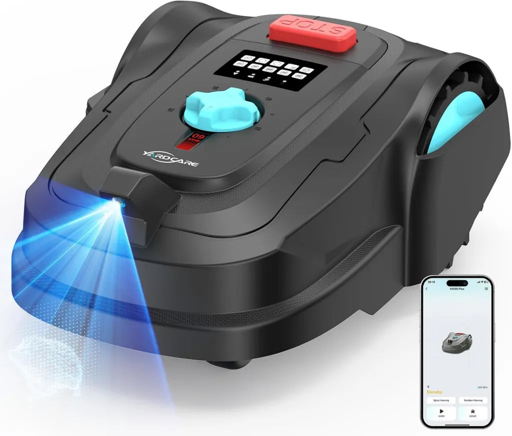 Tondeuse Robotisée YARDCARE M800Plus avec GPS et Vision 3D, Sans Fil, 800 m², Application Mobile, Noir Pétrole