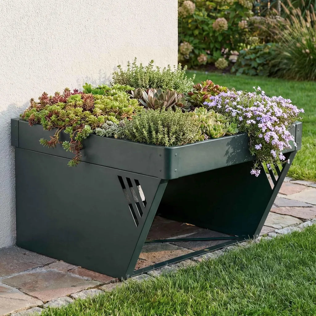 Abri pour Robot Tondeuse avec Jardinière Intégrée, 40x60x70cm, Vert